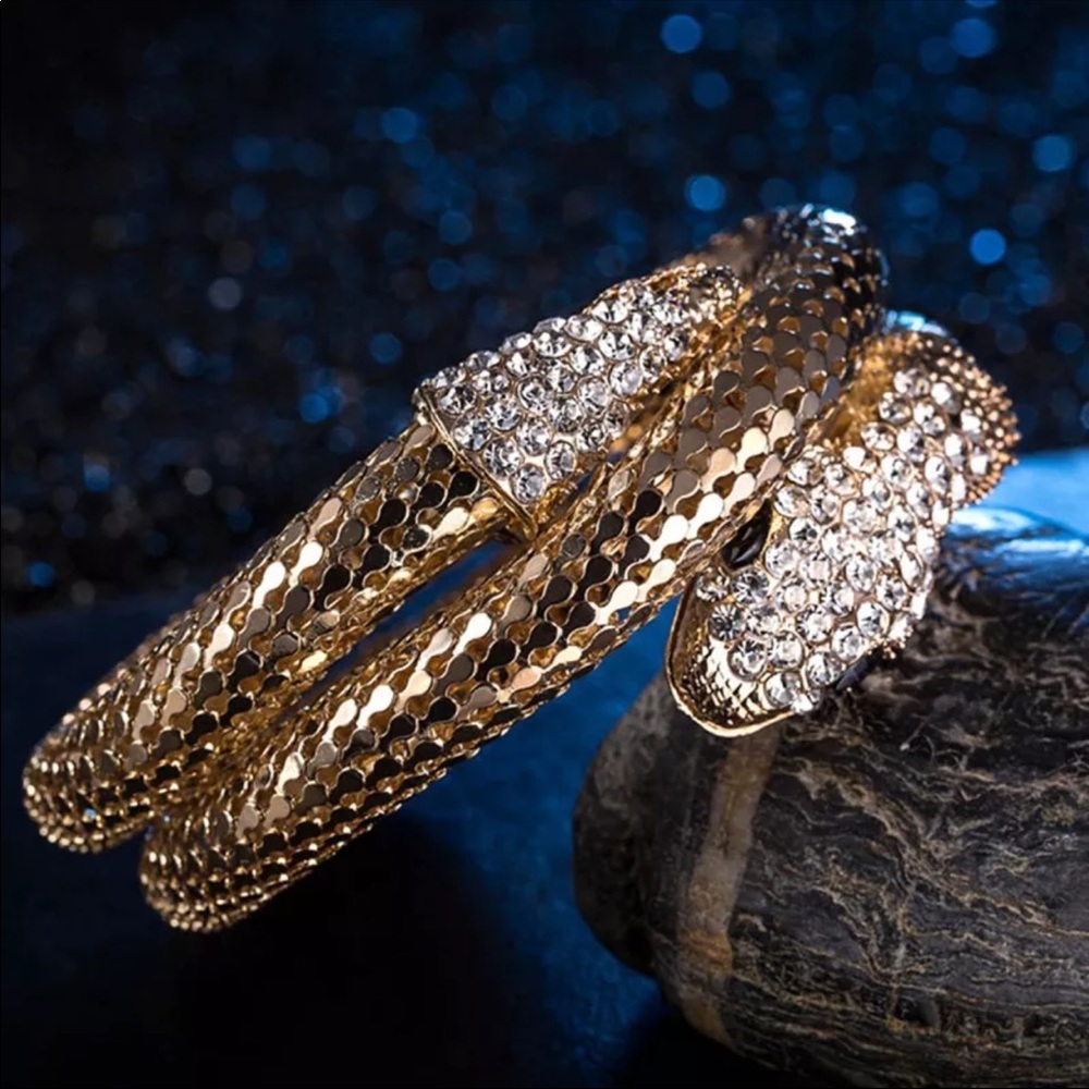 Egyptian snake wrap bracelet w/ rhinestone - Picture 8 of 14